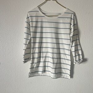 Patagonia White and Blue Striped Long Sleeve Top